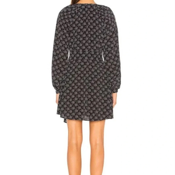 Equipment Size 0 Black Long Sleeve Alexandria Star Printed Silk Dress - Picture 7 of 7